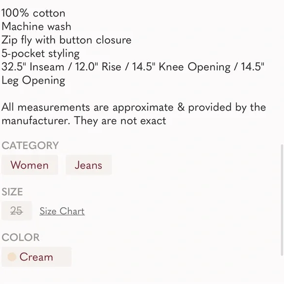 We Wore What cream icon boyfriend jeans size 25 - Picture 5 of 5